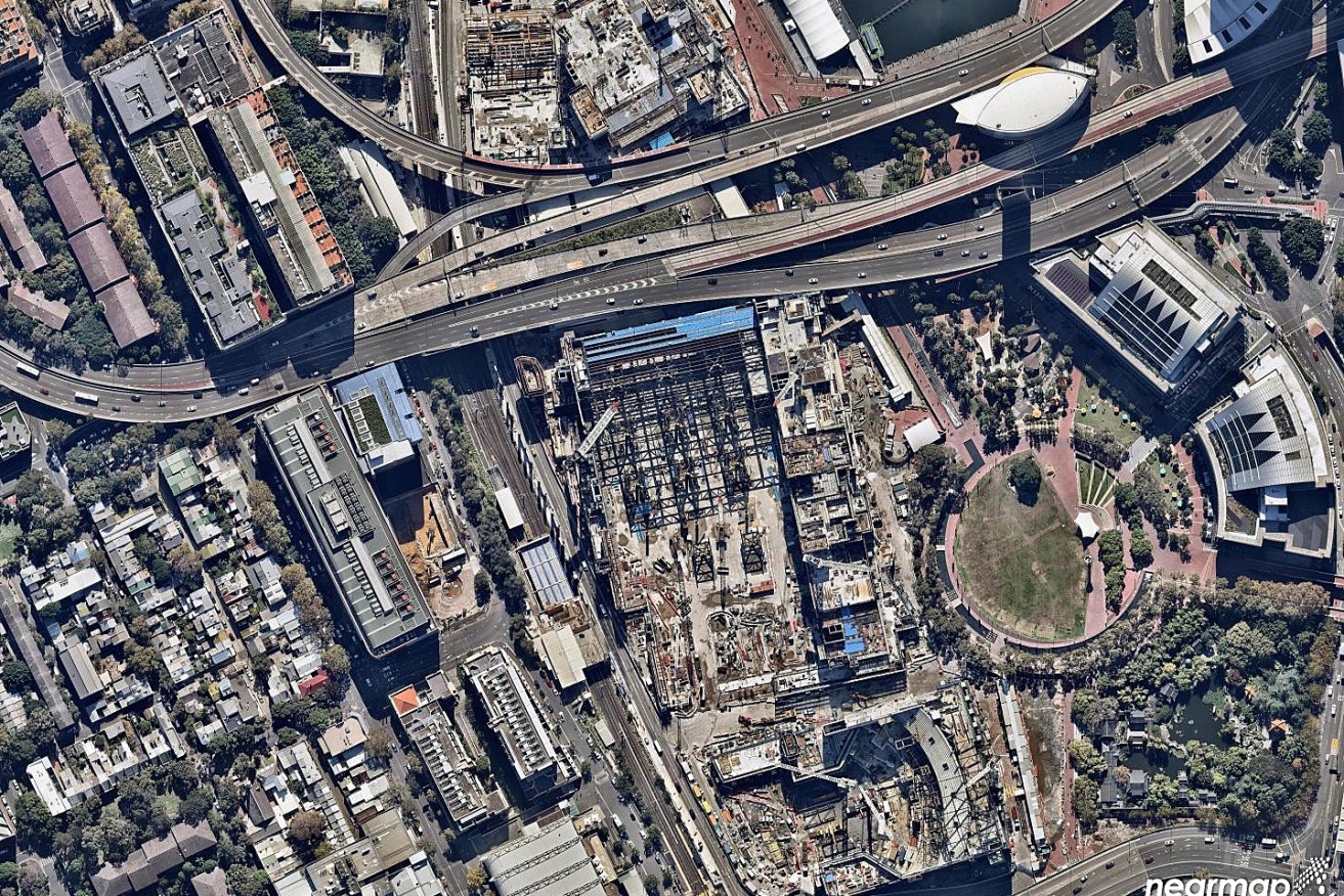 Nearmap, which creates aerial imagery like this one of Sydney, lost three major clients last month. (Supplied)
