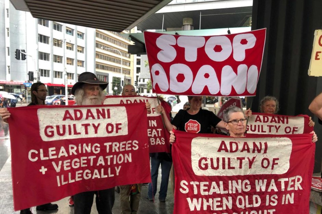 Adani protesters in Brisbane.  (Photo: ABC News: Ashleigh Stevenson)