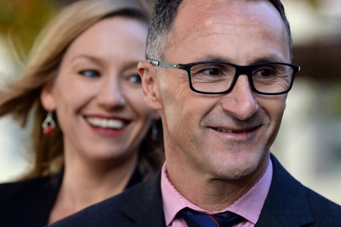 Queensland Greens Senator and co-deputy leader Larissa Waters with outgoing Greens Leader Richard Di Natale. (Photo: AAP)