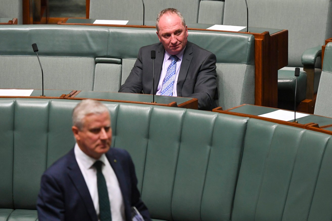 Barnaby Joyce will jump at the slightest opportunity to challenge Michael McCormack for the Nationals leadership again, and if no opportunity presents itself, he and his backers will construct one. (Photo: AAP Image/Lukas Coch)
