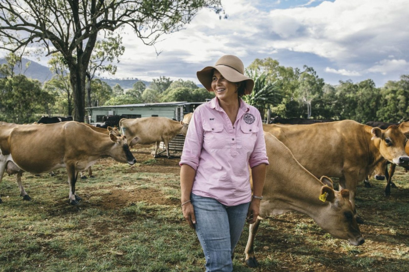 Queensland dairy farmer Kay Tommerup at her dairy farm in Kerry, near Beaudesert. (Photo: RNA)