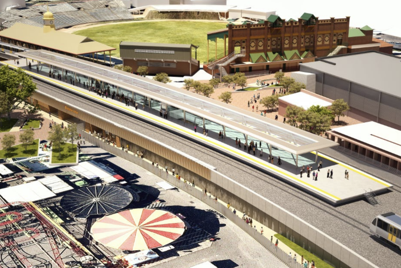 An artist's impression of the new Exhibition Station for Cross River Rail. 
