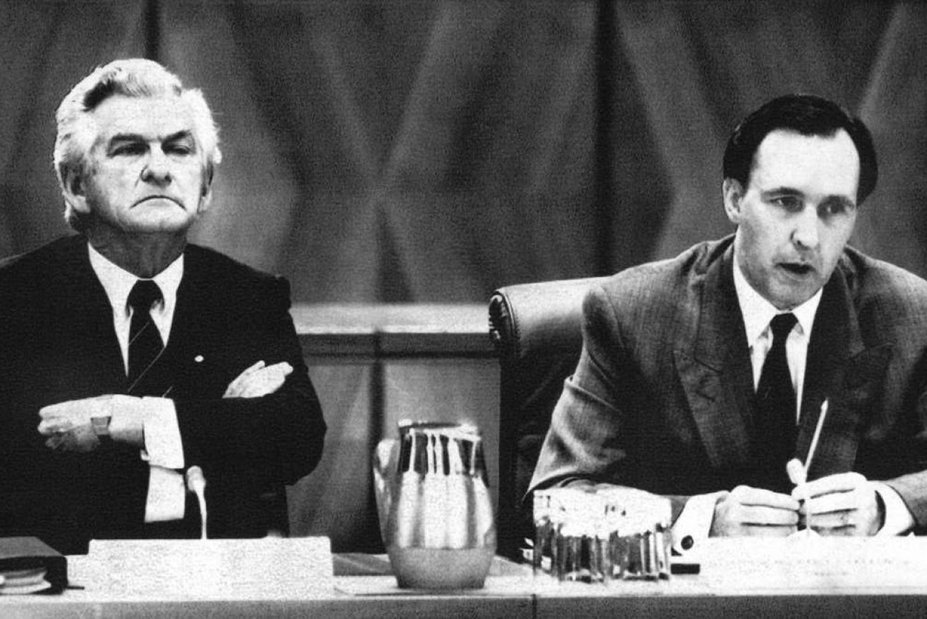 Paul Keating, pictured with ex-PM Bob Hawke during the 1991 Premiers conference was always ready to give the nation a  lesson on Banana Republics and recession we had to have. (Photo: Peter Morris) 