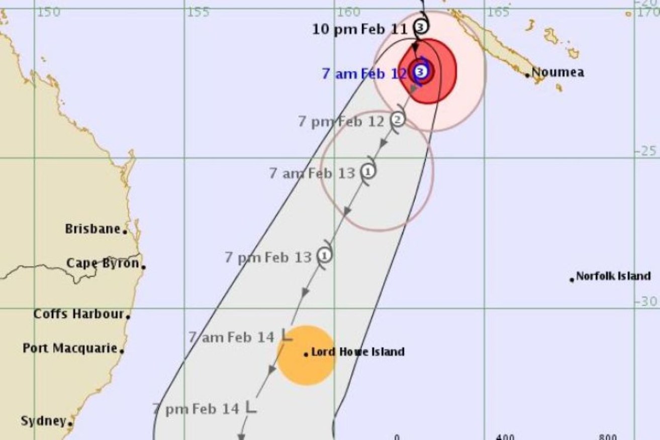 The forecast path of cyclone Uesi. (Photo: Supplied: Bureau of Meteorology)