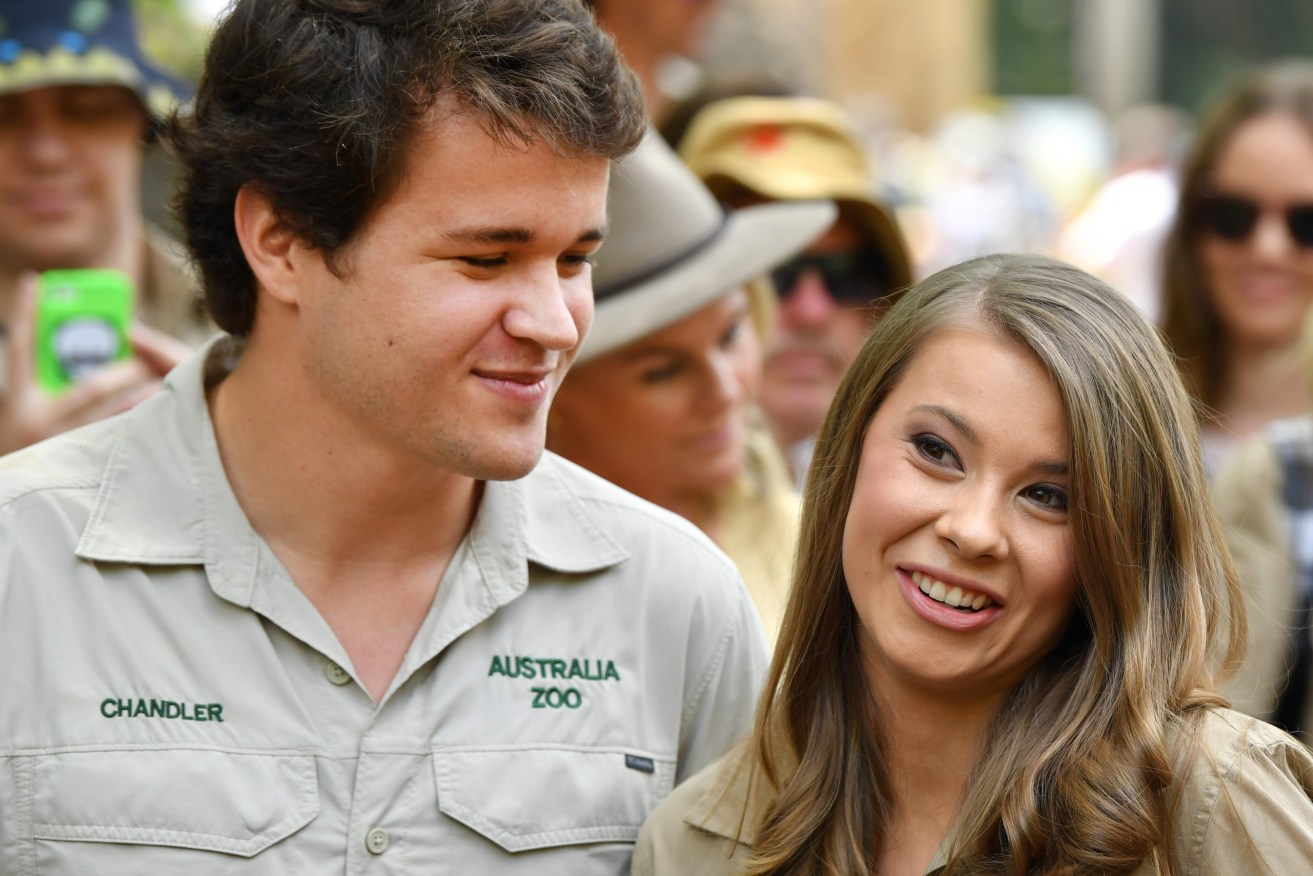 Bindi Irwin has wed her long-time partner and 'best friend' Chandler Powell in Queensland. (Darren England/AAP PHOTOS)