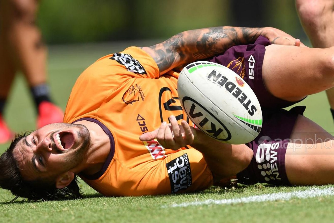 Broncos star Jack Bird, who injured himself in a pre-season training accident, is receiving mental health support from former captain Darius Boyd (AAP).