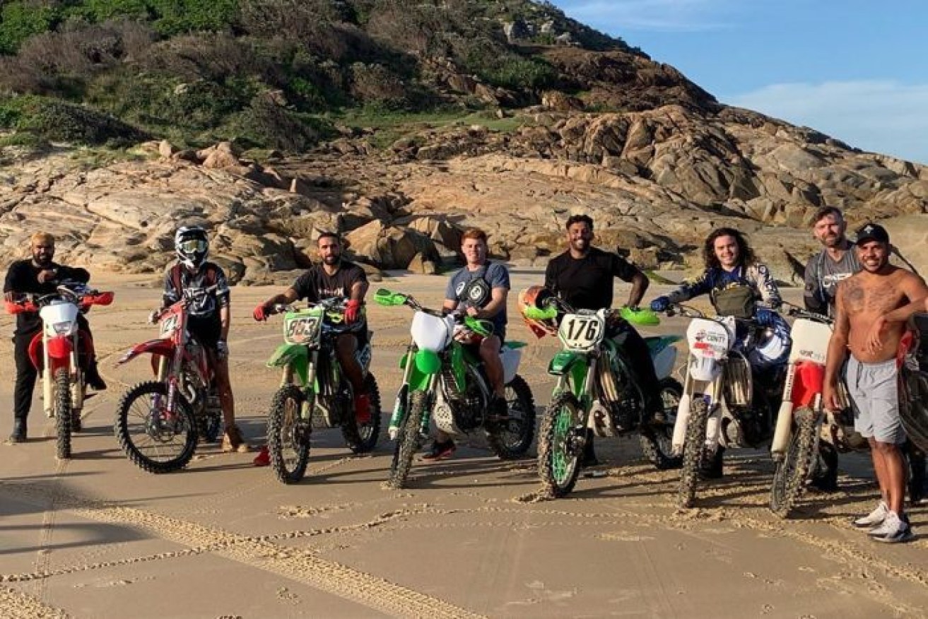PHOTO: The group went dirt biking on beaches in the South West Rocks area. (Instagram: @joshaddocarr)