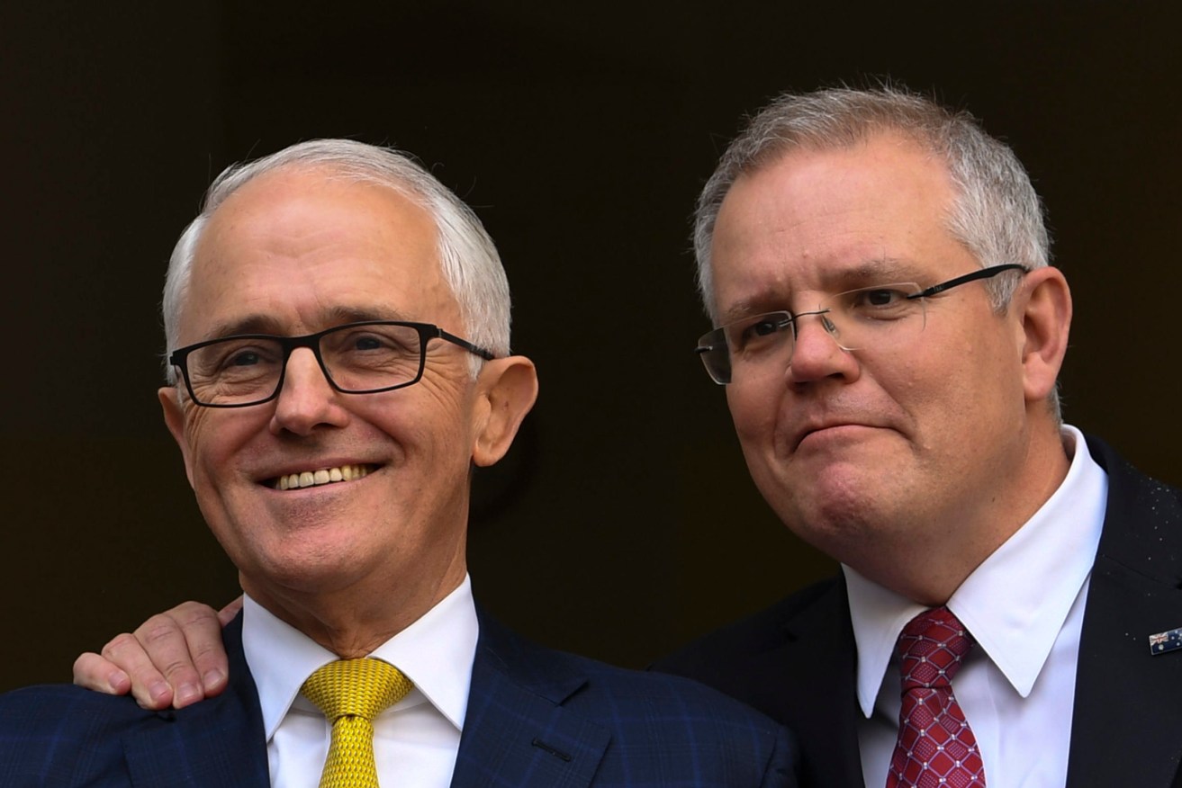 In his memoir, Malcolm Turnbull and Prime Minister Scott Morrison. (Photo: AAP Image/Lukas Coch) 