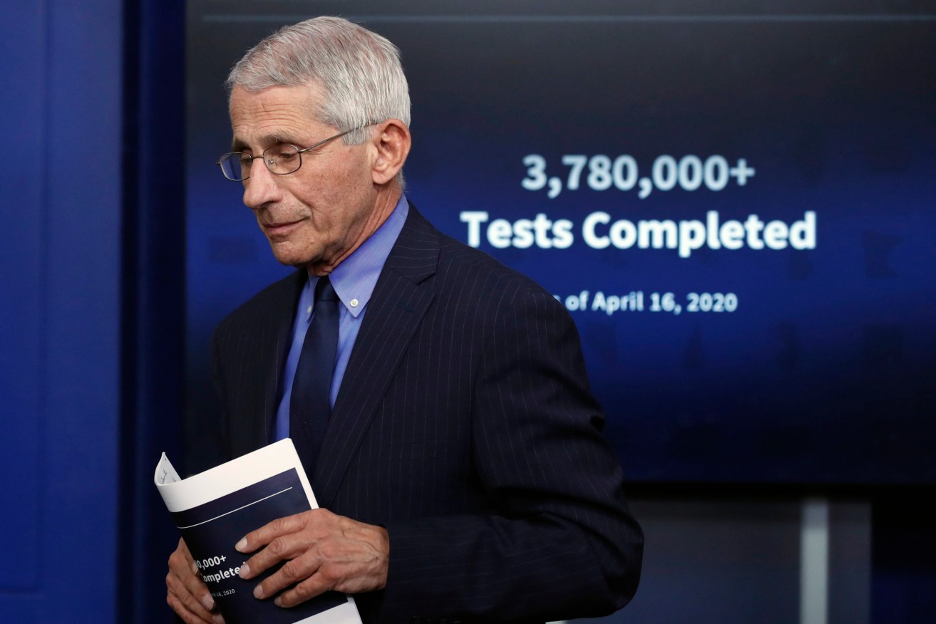 Dr. Anthony Fauci, director of the National Institute of Allergy and Infectious Diseases, walks from the podium after speaking about the new coronavirus in the James Brady Press Briefing Room of the White House, in Washington.  (Photo: AP Photo/Alex Brandon, File)