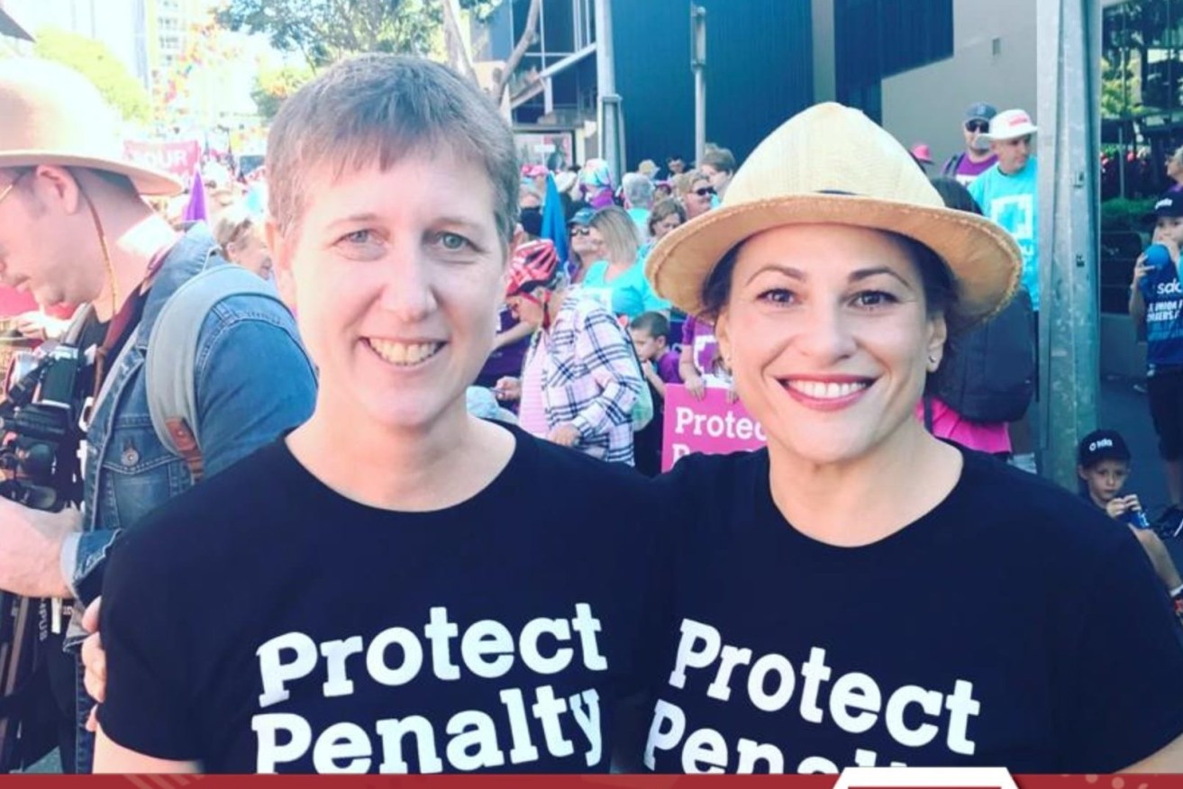 Former Deputy Premier Jackie Trad shared an old photo with ACTU secretary Sally McManus on Labour Day. (Source: Facebook)