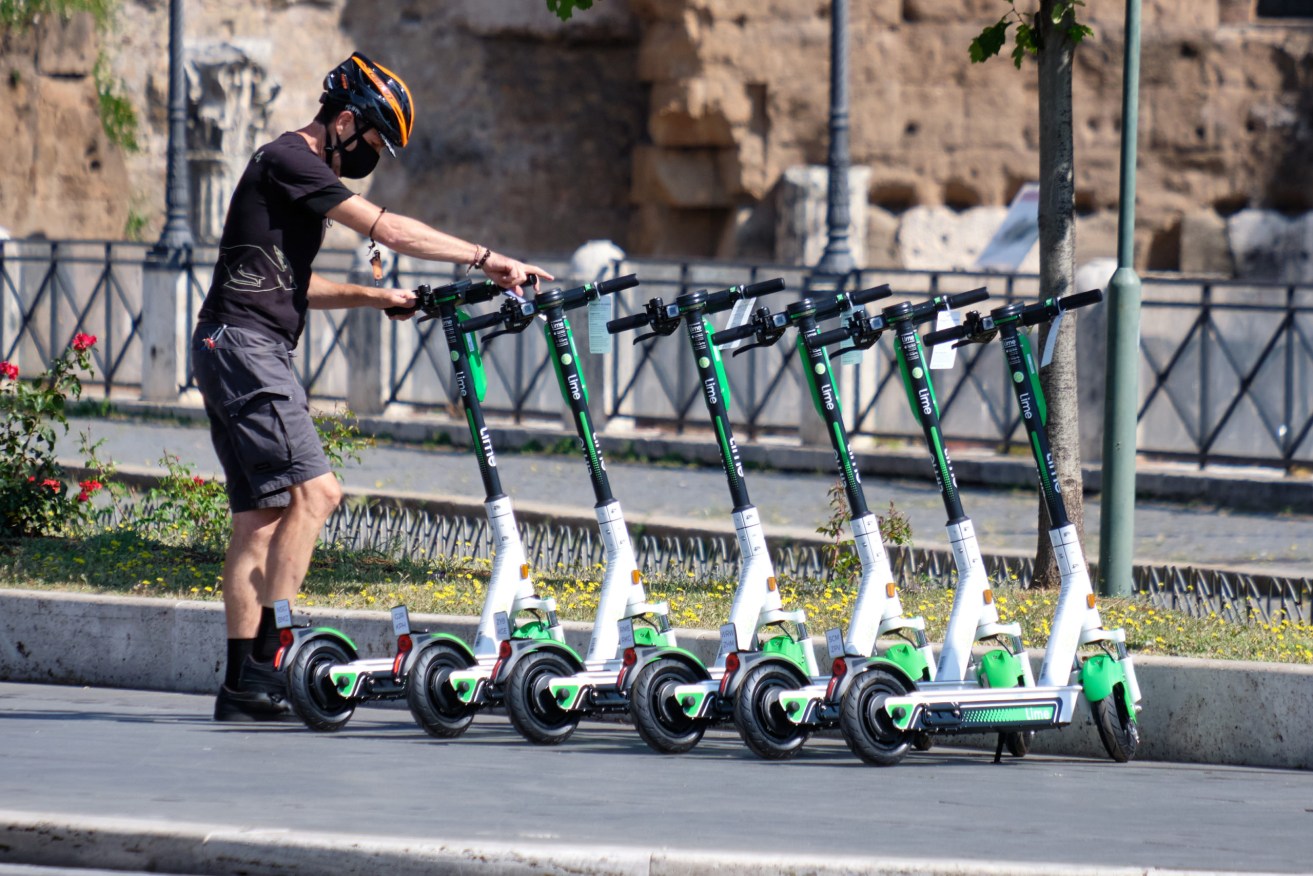 Lime Scooter have been slapped by the ACCC for failing to disclose safety failures.
(Photo by Mauro Scrobogna /LaPresse/Sipa USA)