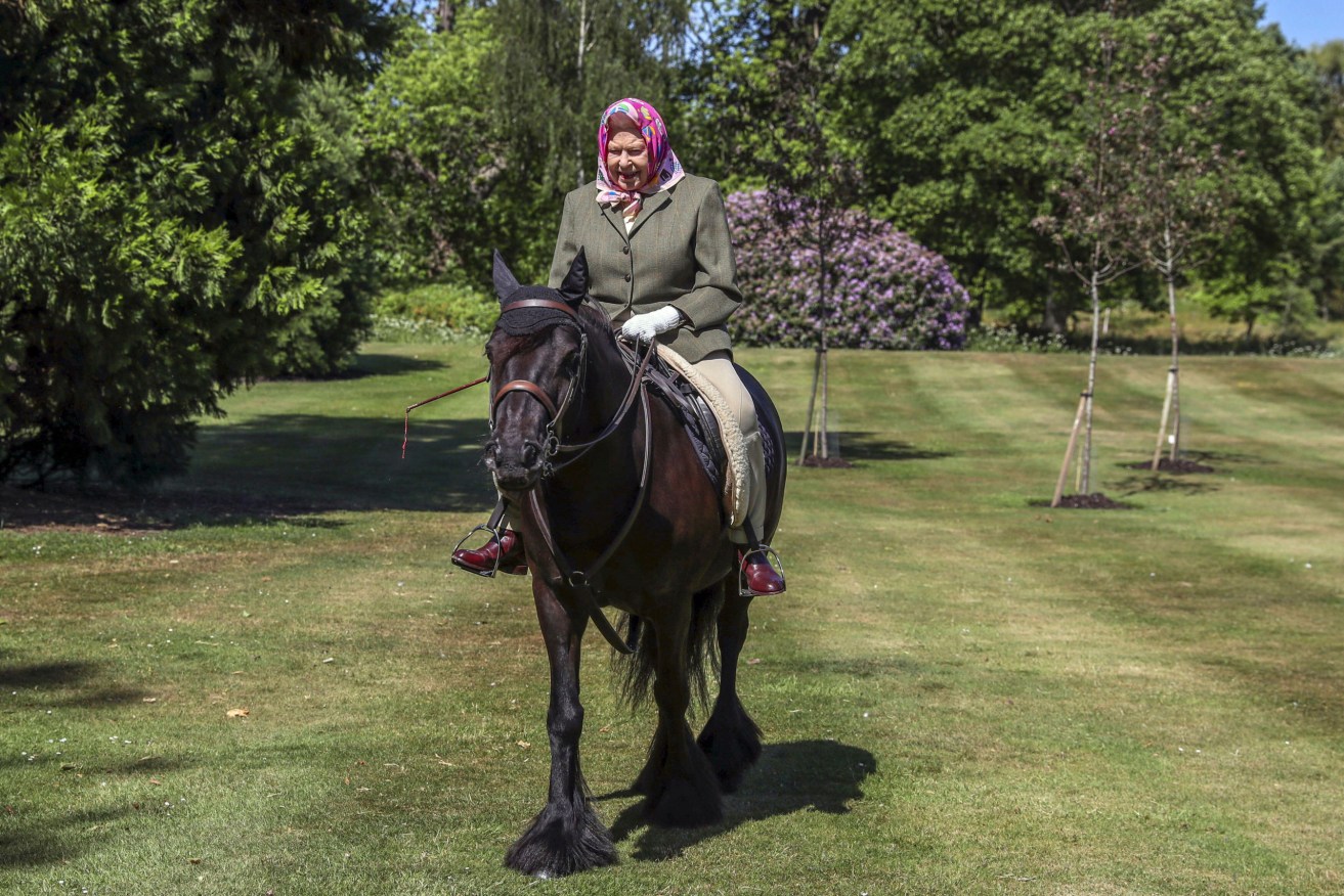 In this photo released Sunday May 31, 2020, Britain's Queen Elizabeth II rides Balmoral Fern, a 14-year-old Fell Pony, in Windsor Home Park over the weekend at the end of May, in Windsor, England. The Queen has been in residence at Windsor Castle during the COVID-19 coronavirus pandemic. (Photo: Steve Parsons/Pool via AP)