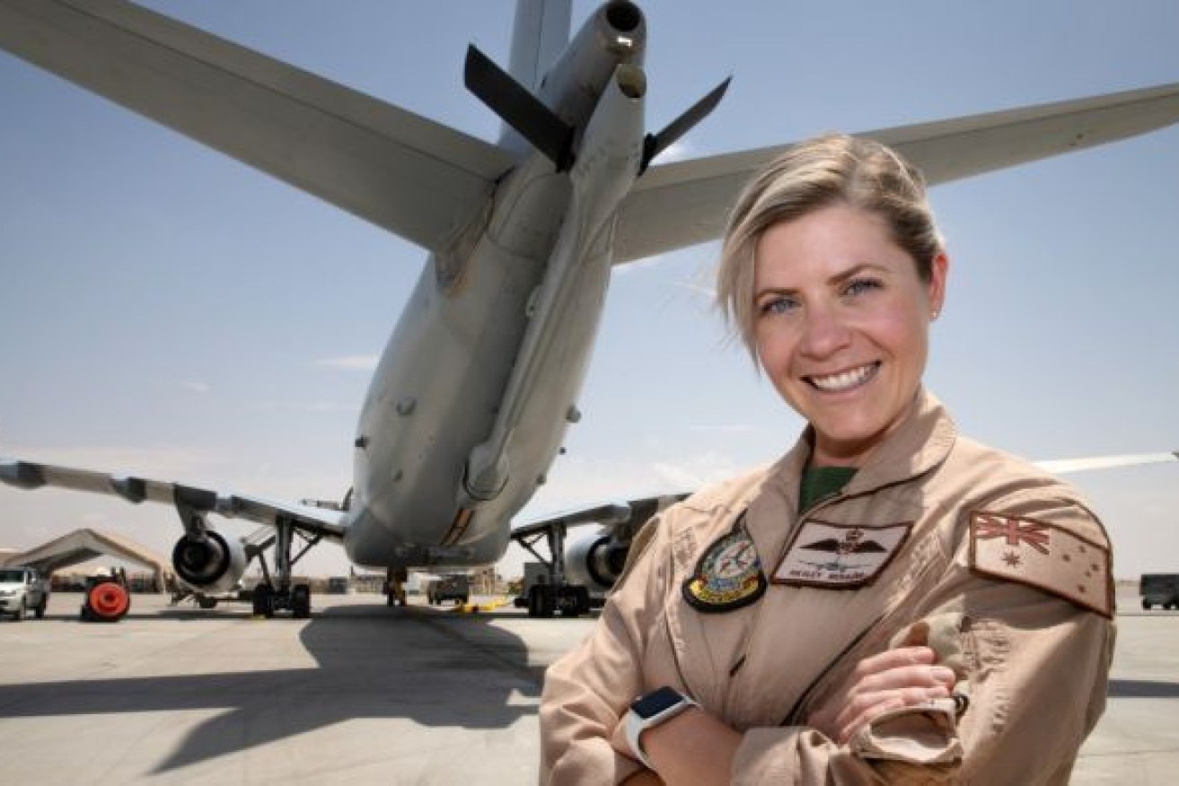 Sunshine Coast RAAF Flight Lieutenant Hayley Moulds, the first woman to captain a refuelling KC-30A transport aircraft over the Middle East. Photo: ABC