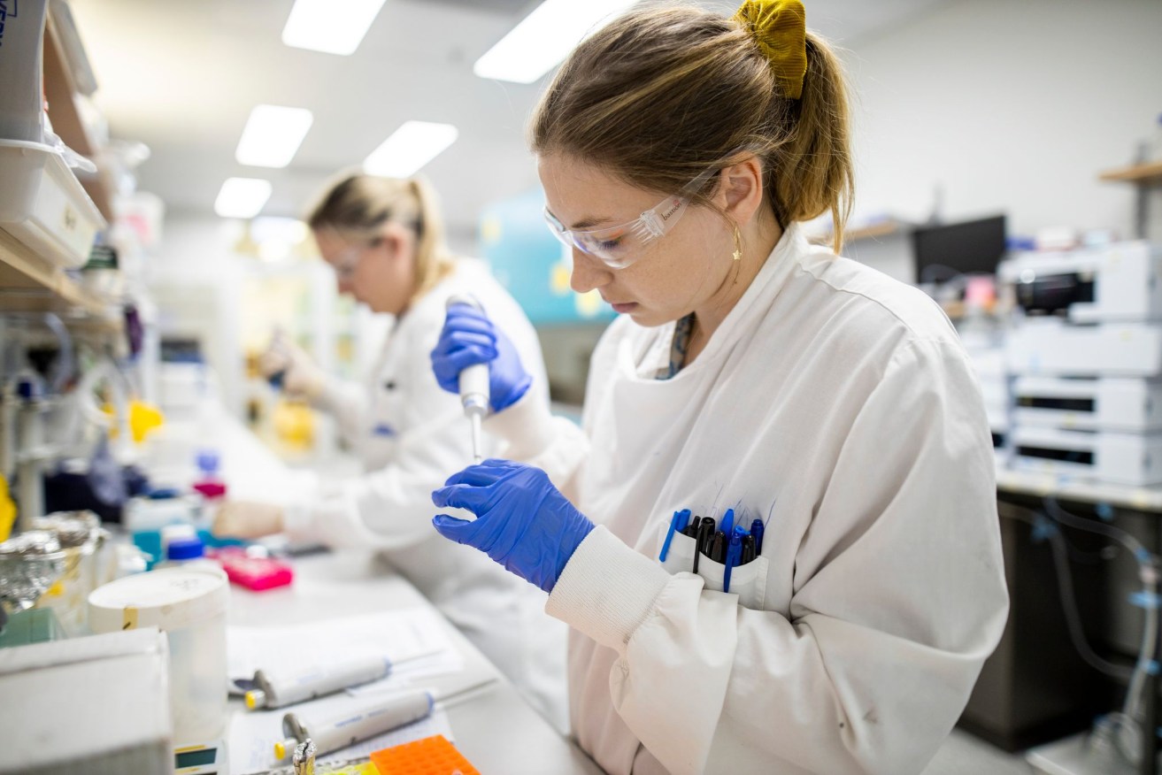 University of Queensland researchers work on a potential COVID-19 vaccine. (Source: UQ)