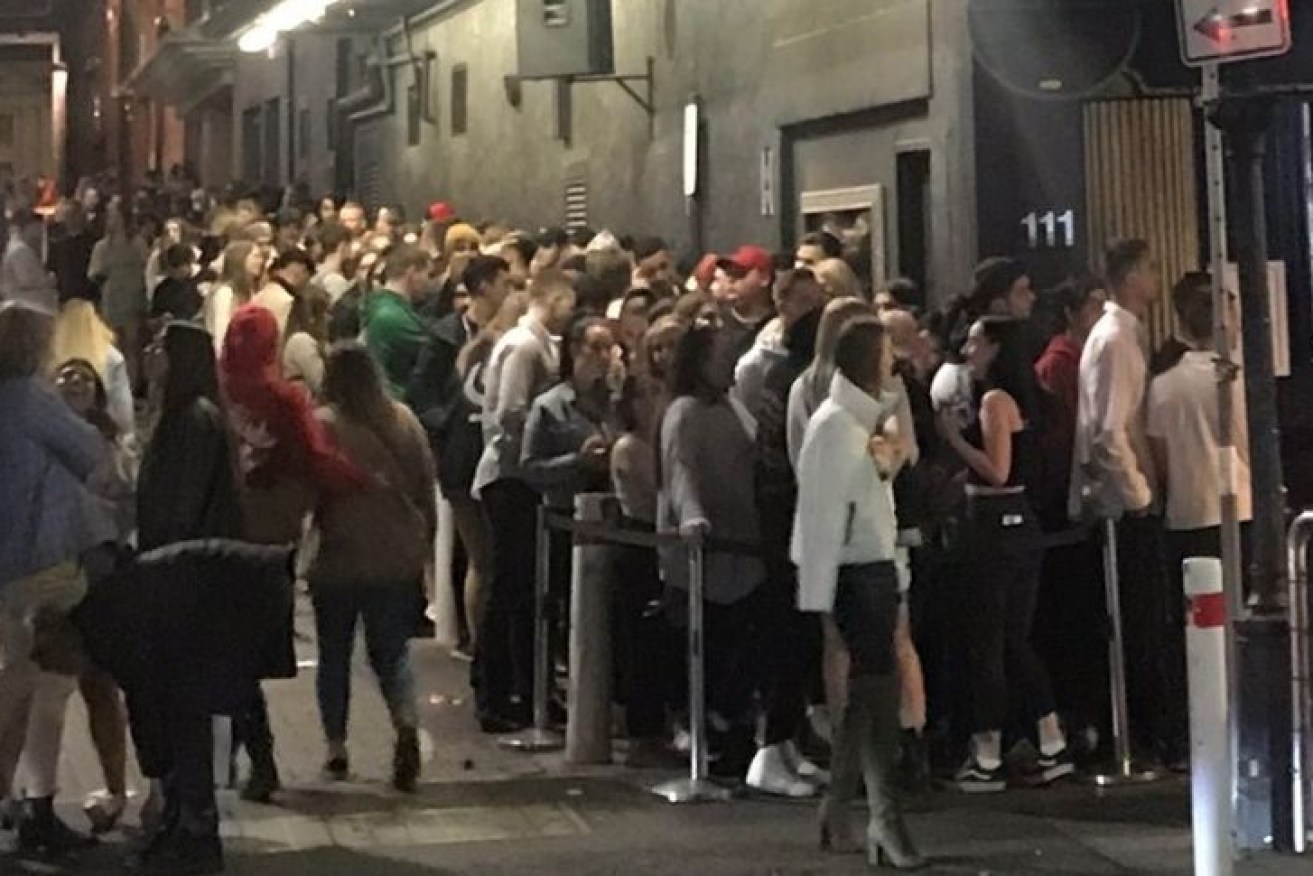 Major queues formed outside late-night venues as coronavirus restrictions eased. (Photo: Supplied)