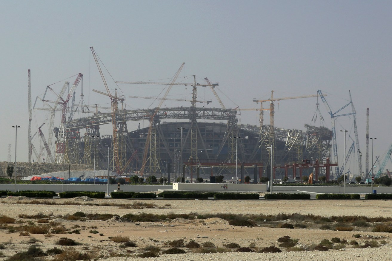 File photo of construction underway at the Lusail Stadium, one of the 2022 World Cup stadiums, in Lusail, Qatar.   The gas-rich Persian Gulf has expressed an interest in hosting the world’s biggest sporting events, the 2032 Olympic and Paralympic Games. (Photo: AP Photo/Hassan Ammar)