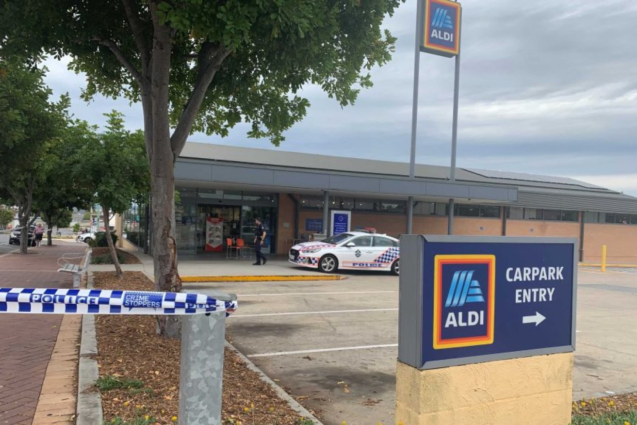 The Aldi star where the alleged arrow attack took place (ABC photo).