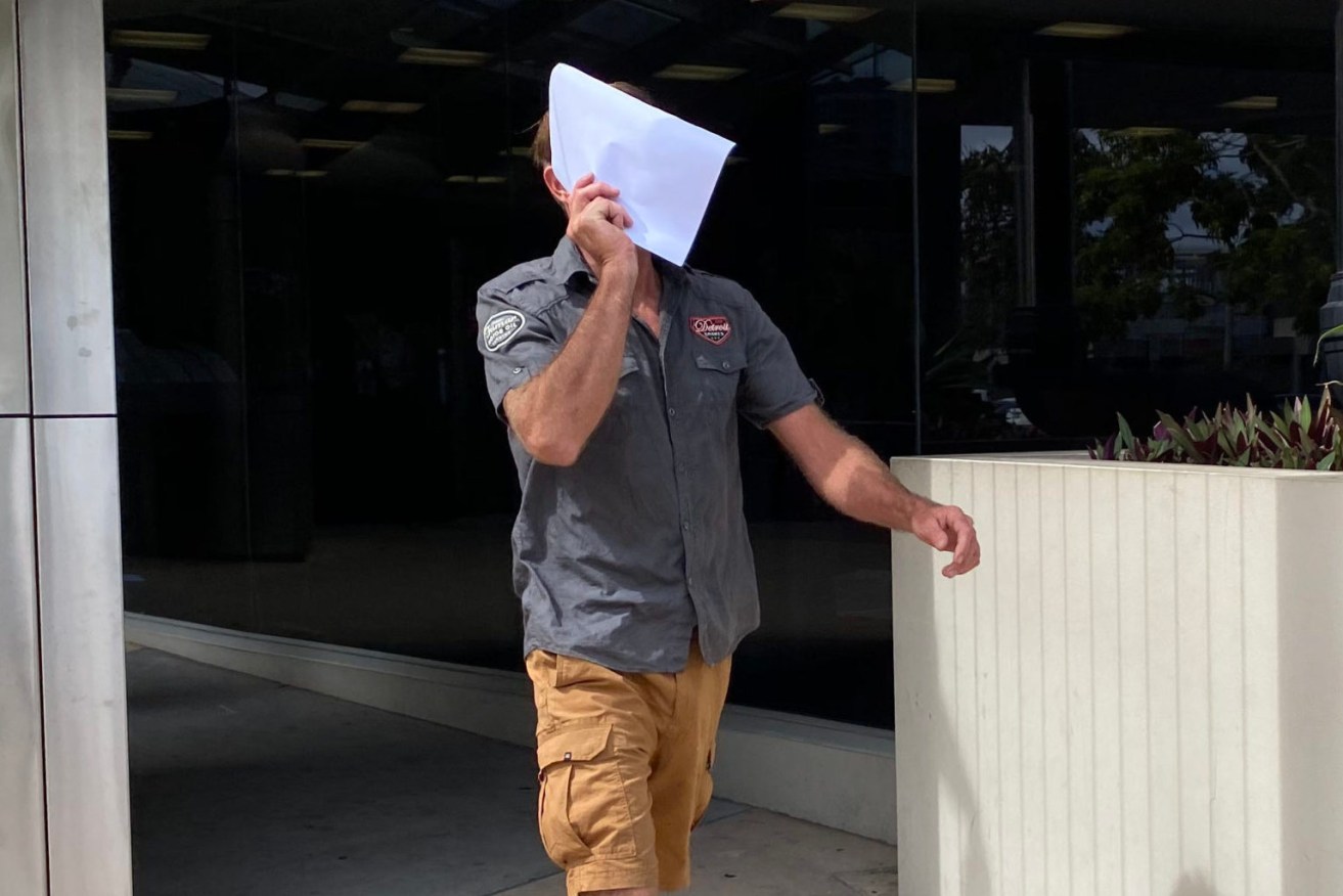 Aaron David Marriage, who allegedly threatened to kill Queensland Premier and the Chief Health Officer leaves court. (Photo: AAP Image)