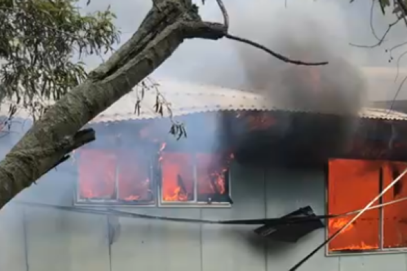 Fire has destroyed accommodation facilities at the abandoned Great Keppel Island resort. (Photo: ABC)