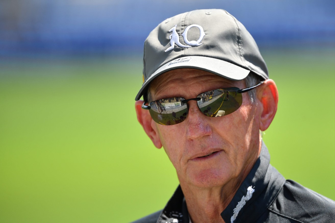 Queensland coach Wayne Bennett is seen talking to the media during the Queensland Maroons team training session at CBus Stadium on the Gold Coast. (AAP Image/Darren England)
