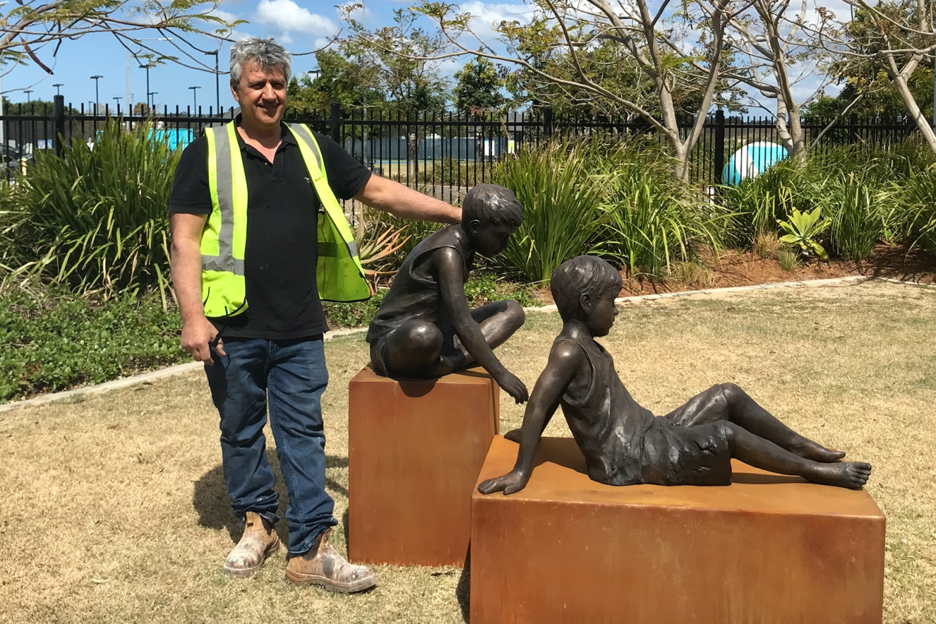 Phillip Piperides with his sculpture, Boys. (Photo: Supplied)