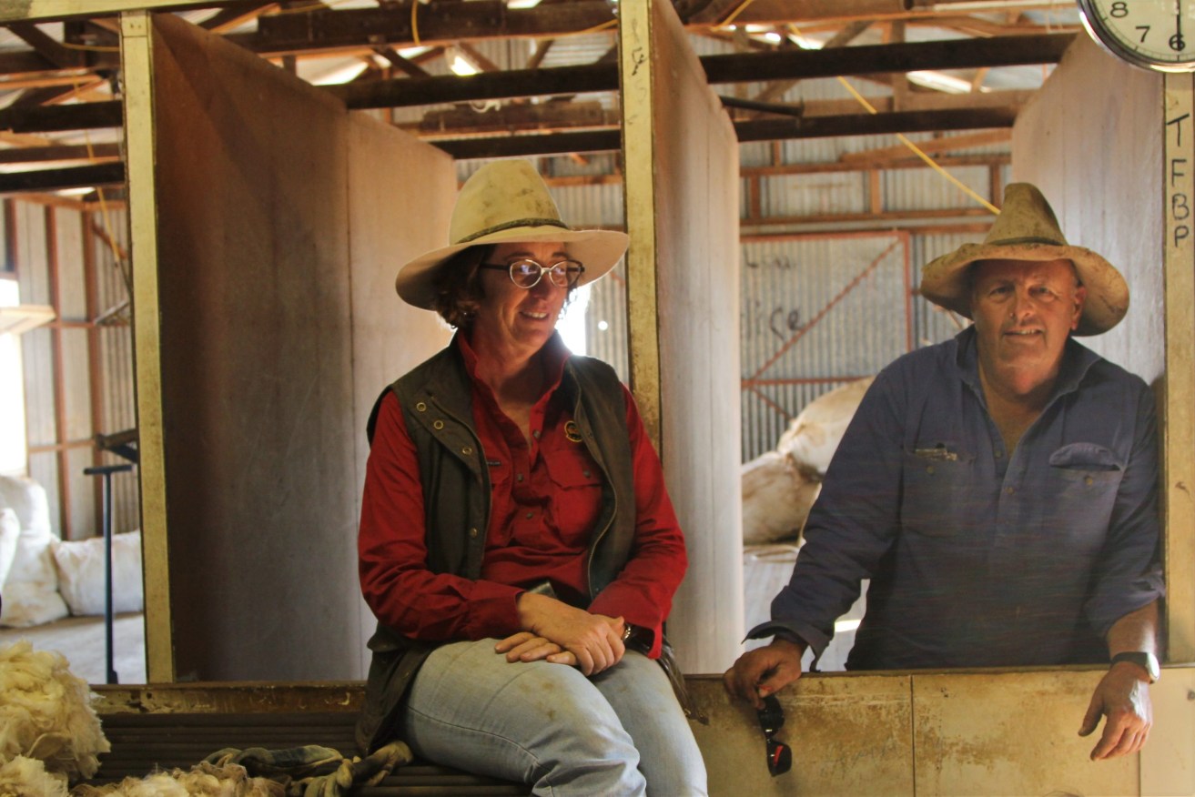 Cr Andrew Martin with his wife Louise wants wool production to return to Blackall. (Photo: Sally Cripps, courtesy of Queensland Country Life).