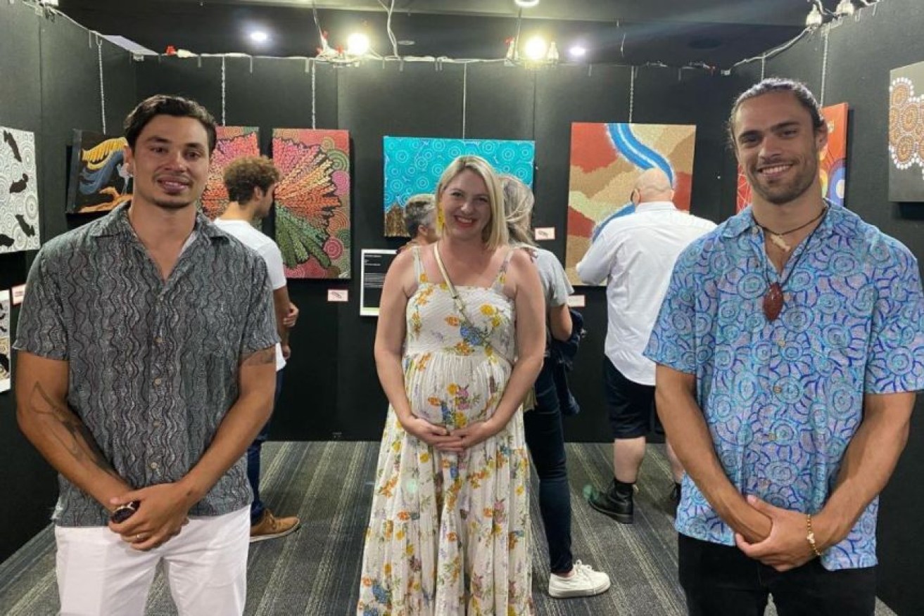 Pregnant Brisbane City councillor Kara Cook at the opening of Country on Canvas in Morningside last week.(Twitter: Kara Cook)