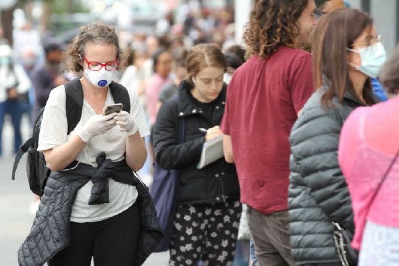 Long Centrelink lines seen early in the pandemic. Photo: ABC