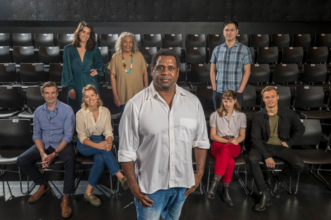 Hugh Parker, Libby Munro, Amy Lehpamer, Roxanne McDonald, Jimi Bani, Lucy Heathcote (sitting), Egan Sun-Bin and Jayden Popik will feature in the cast of Our Town, which premieres at Bille Brown studio next month. (Photo: Supplied)