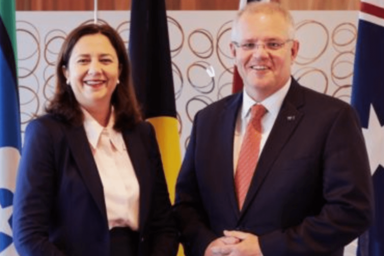 Scott Morrison might want to score some points off Annastacia Palaszczuk but he can’t afford to antagonise Queenslanders who still hold their Premier in very high regard. (Photo: AAP)