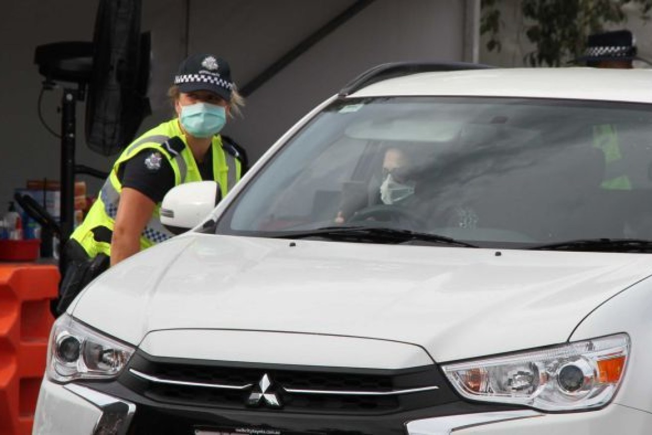 Police check motorists' permits in Albury-Wodonga. Photo: ABC