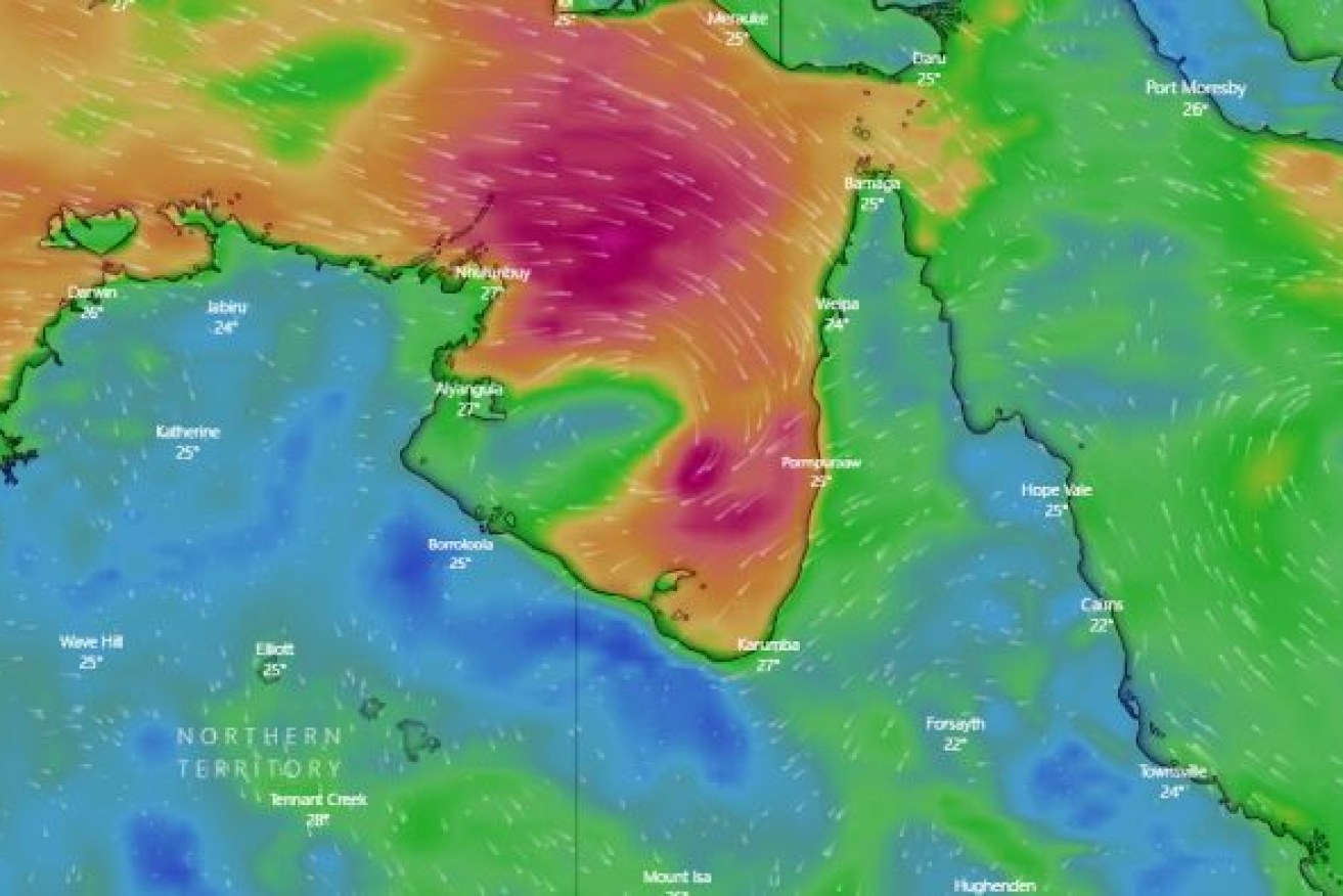 A forecast map showing the low in the Gulf of Carpentaria. (Photo: ABC)