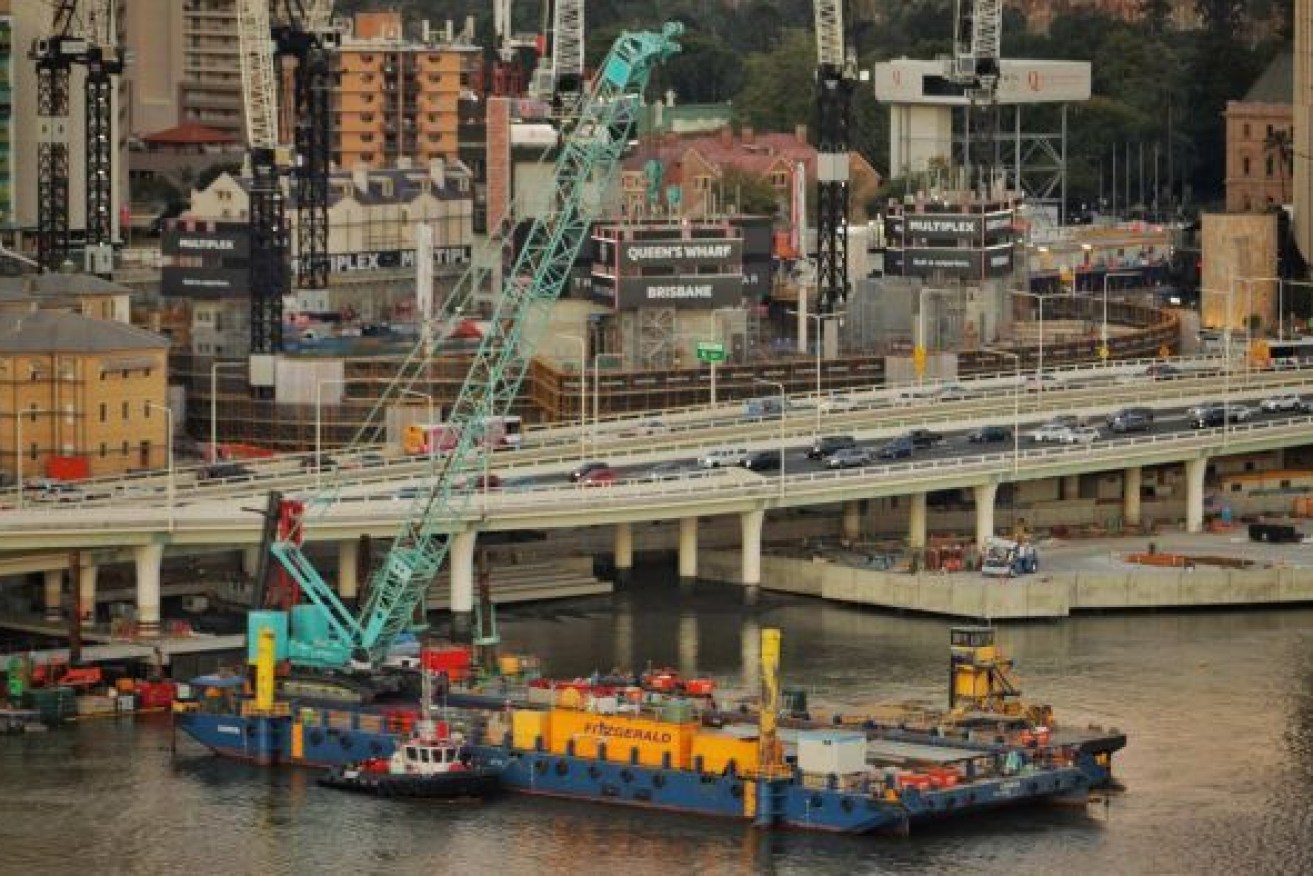 More than a dozen major construction works, including Queen's Wharf, are on the cards in Brisbane's CBD this year. Photo: ABC