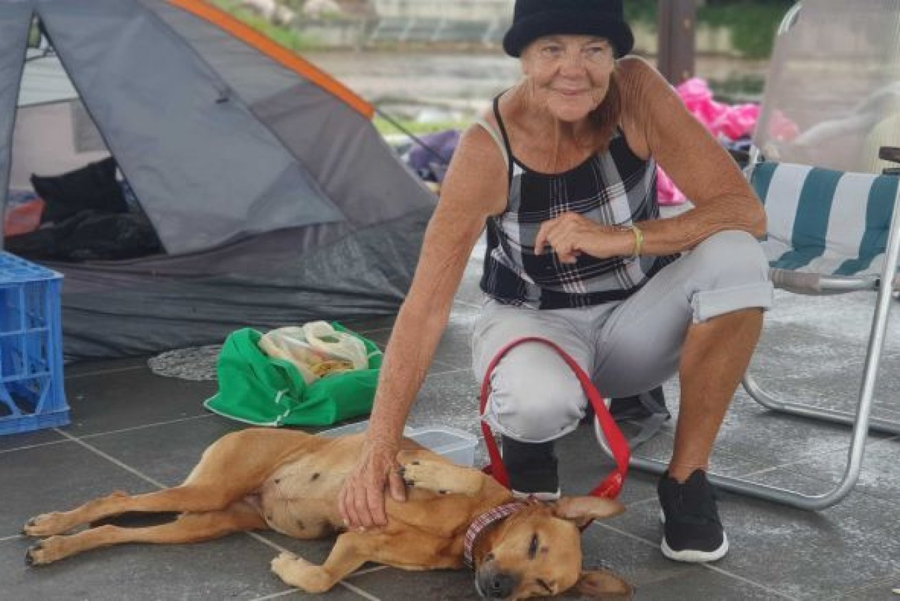 Hervey Bay woman Cindy McLeoud said she was forced to camp in the park because there are no rentals available. Photo: ABC