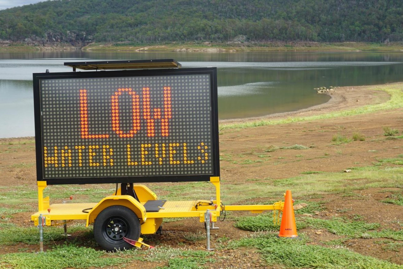 Lake Moogerah's is at 13.3 per cent capacity, meaning a likely ban on holiday boating activities. Photo: Seqwater