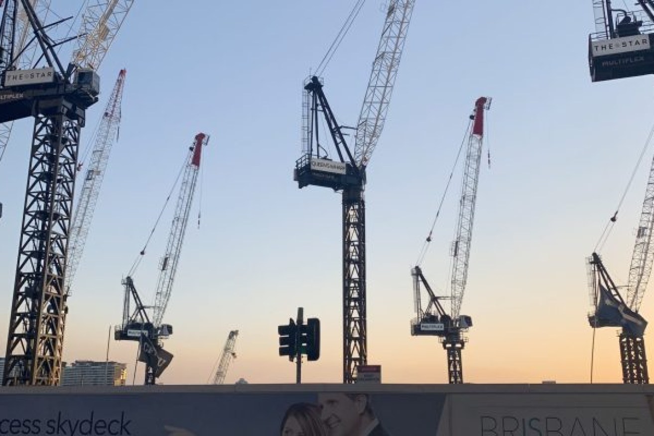 A fleet of cranes are engaged in construction of the Queen's Wharf project (Photo: Destination Brisbane)