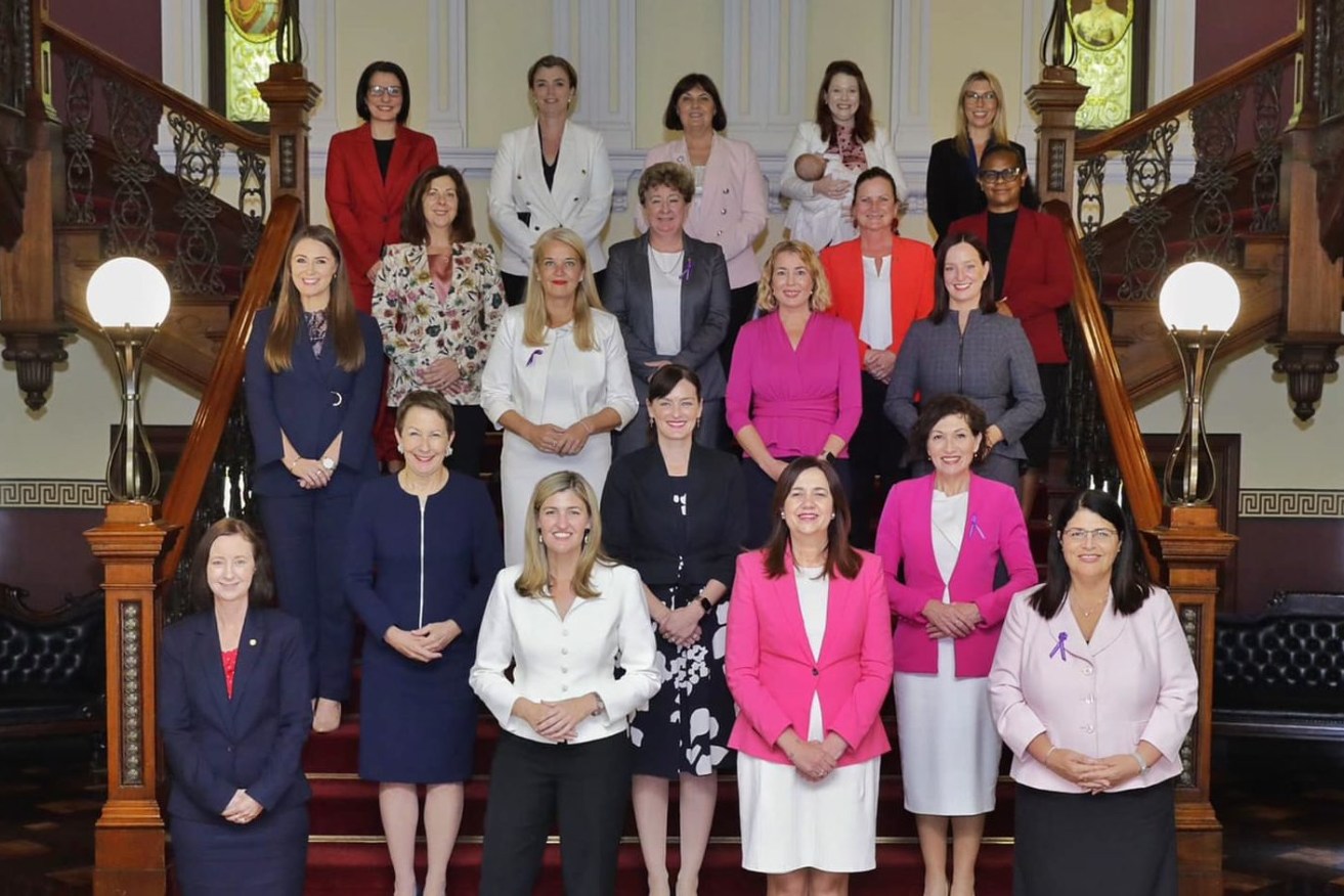 Premier Annastacia Palaszczuk (pictured with other Labor women in parliament). The situation is not nearly as good at the federal level.