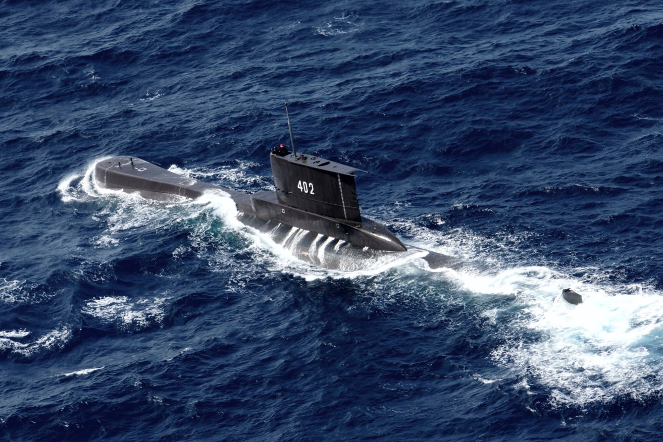 Indonesian Navy submarine KRI Nanggala as seen in this aerial photo taken in 2014. Photo: AP/Eric Ireng)