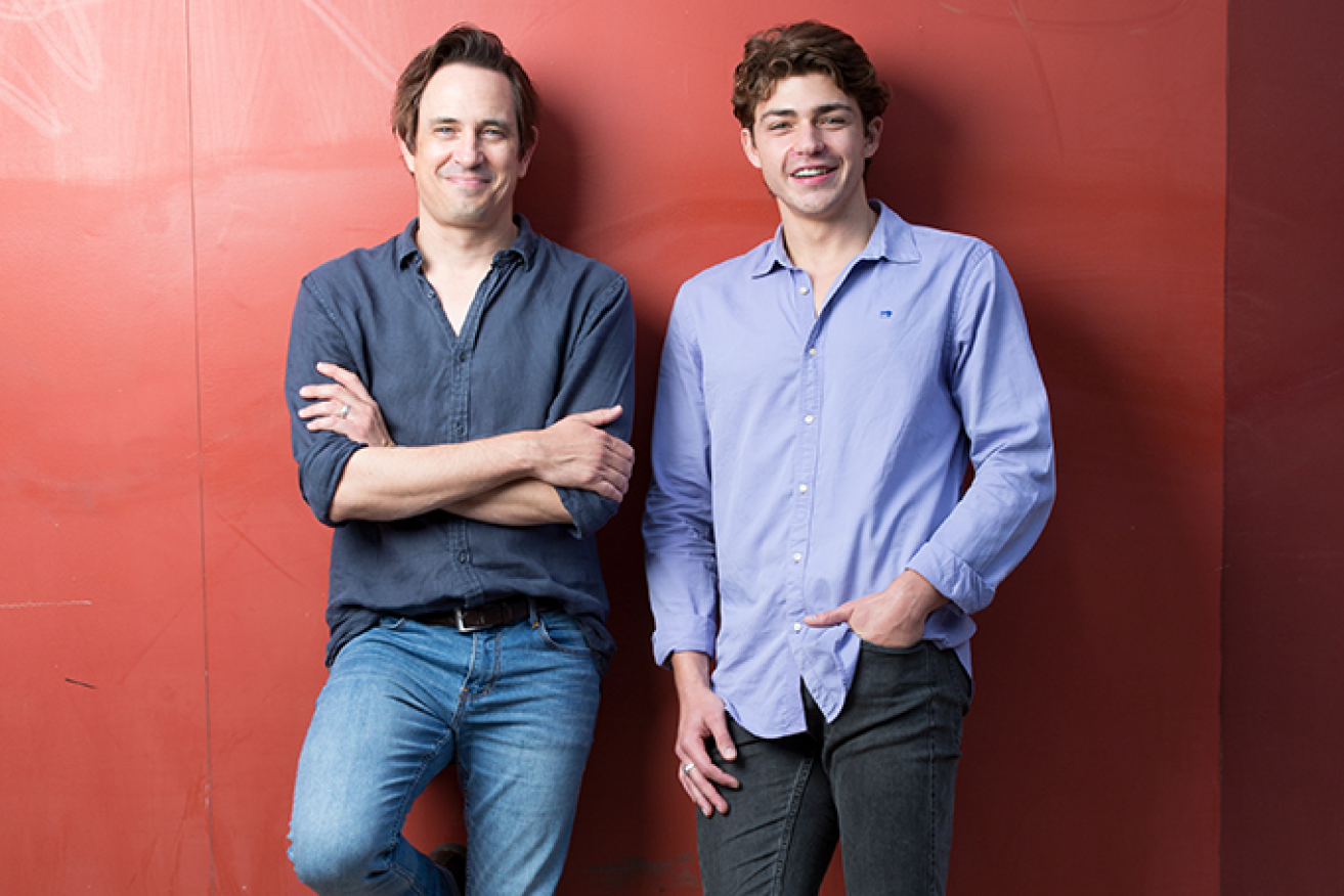 Trent Dalton and Joe Klocek, who plays Eli Bell in the stage adaptation of Boy Swallows Universe (Image: QPAC)