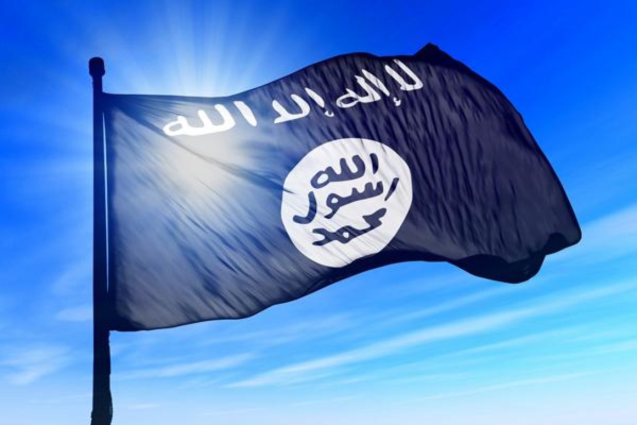 Islamic State flag waving on the wind