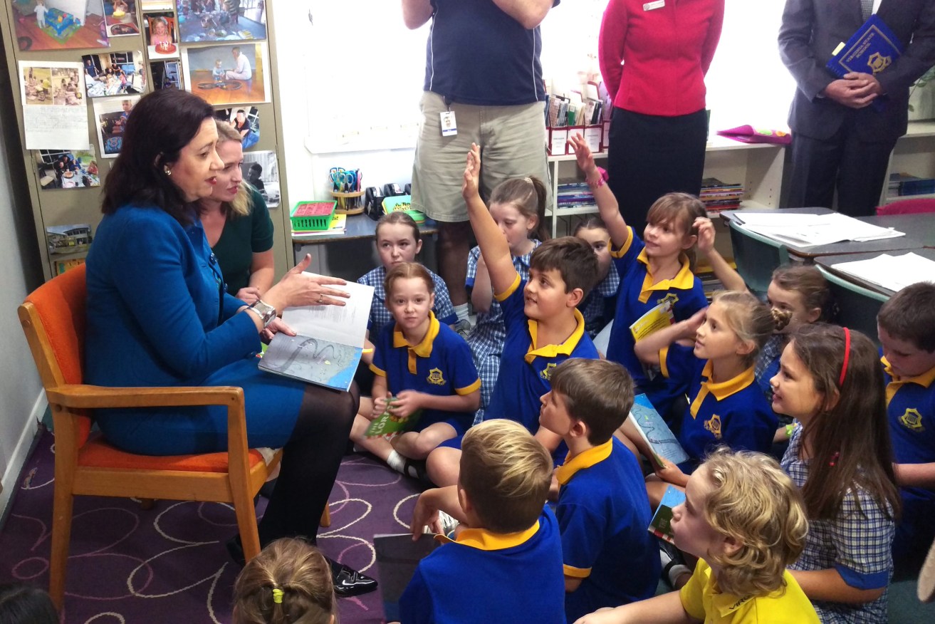 Queensland Premier Annastacia Palaszczuk during a school visit for the NAPLAN test in 2016.  (AAP Image/Jamie McKinnell) 