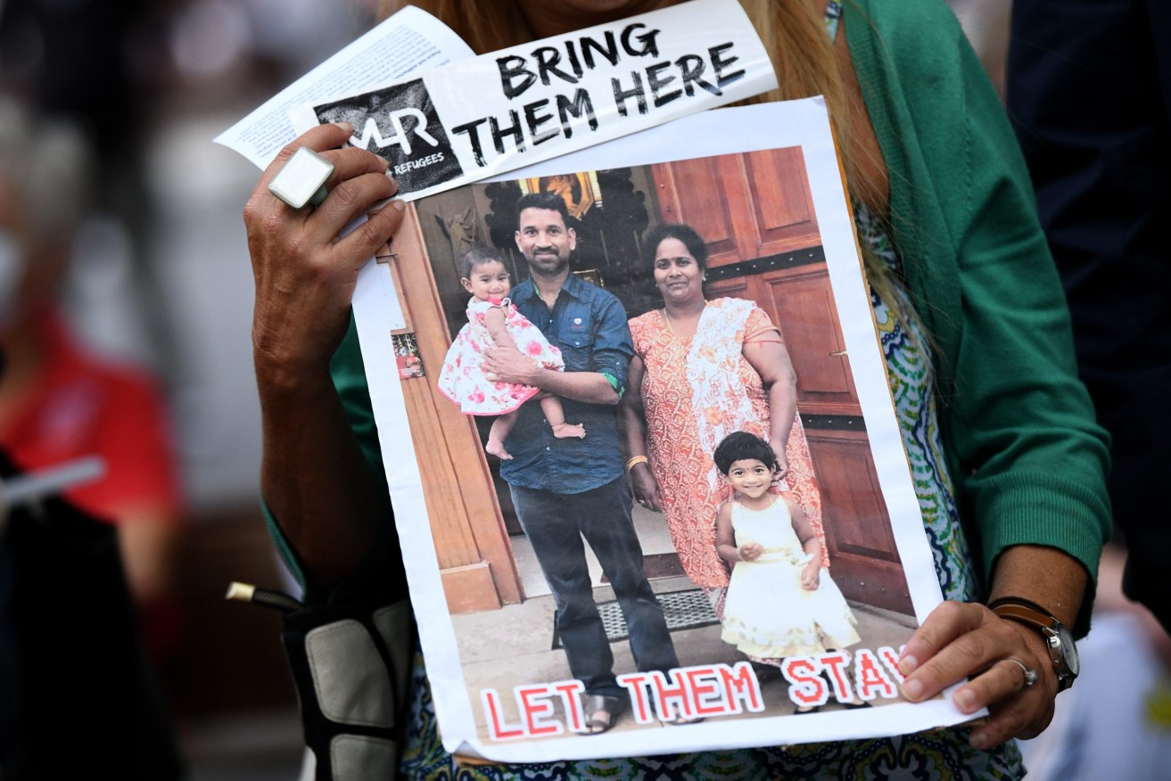 March 5 marked three years since the Tamil family, from Biloela, have been in immigration detention on Christmas Island, with supporters calling on the Prime Minister for their freedom. (AAP Image/Bianca De Marchi) 