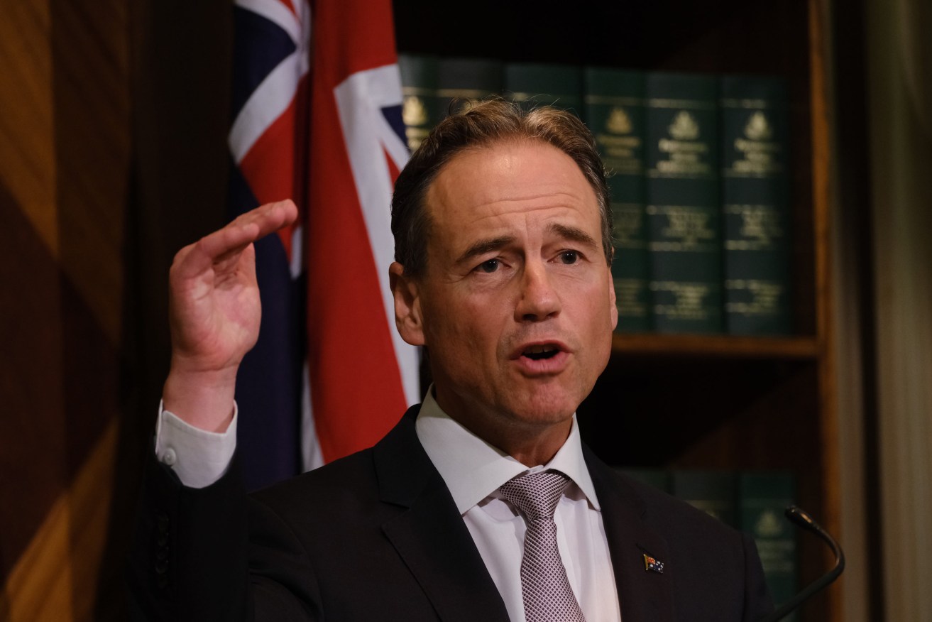 Federal Health Minister Greg Hunt says there are signs that Omicron infections have hit a plateau. (AAP Image/Luis Ascui) 