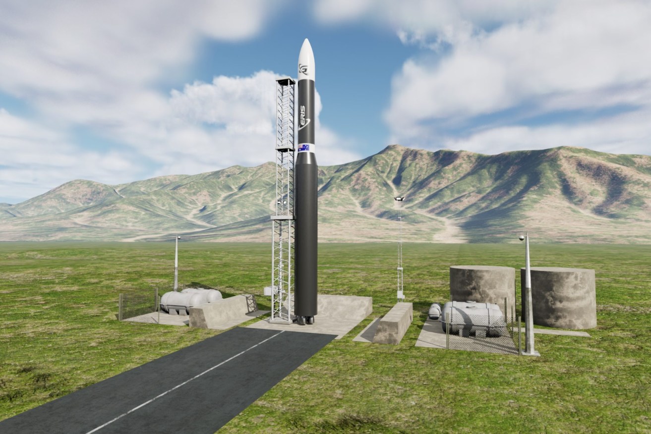 An artist's impression of the Gilmour Space launch pad planned for Abbot Point in north Queensland. (Supplied)