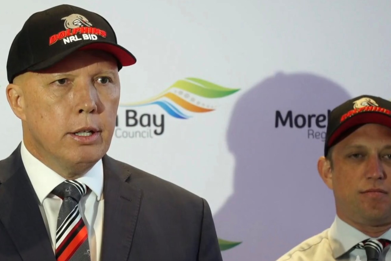 Defence Minister Peter Dutton and Deputy Premier Steven Miles backing the Redcliffe Dolphins.
