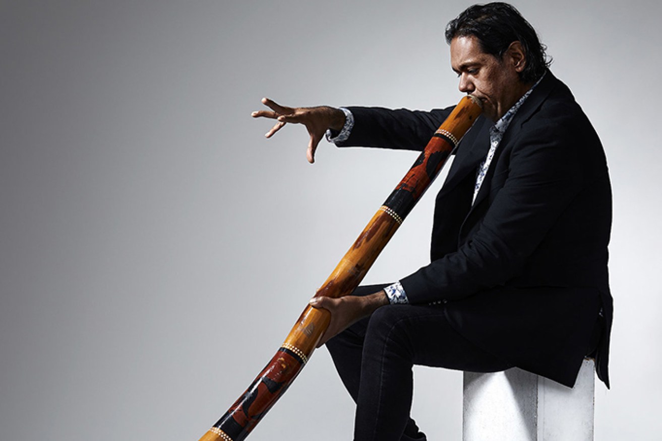William Barton playing the didgeridoo. (Image: Supplied). 