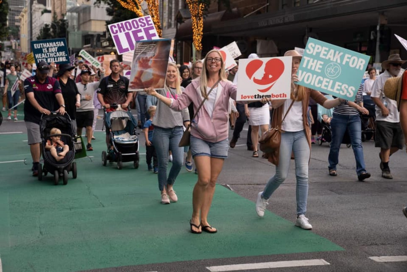 A pro-life rally in Brisbane on Saturday. (Facebook)