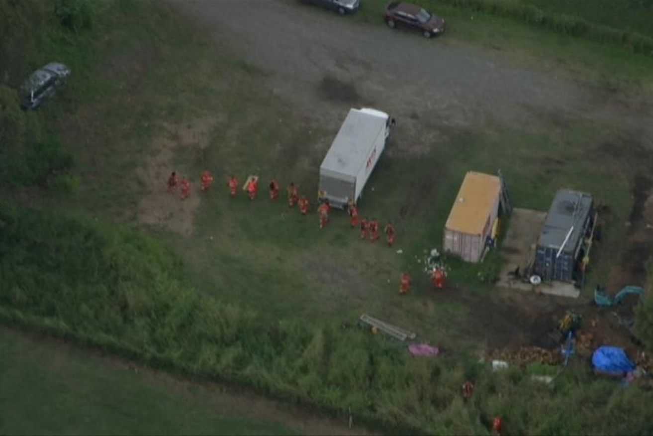 A search being conducted at the Taigum property. Photo: Seven News