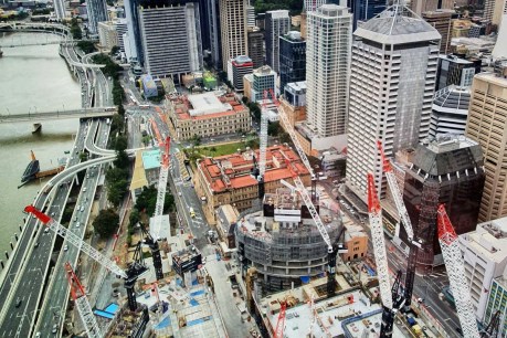 Queens Wharf’s crane ‘symphony’ now biggest in Australia