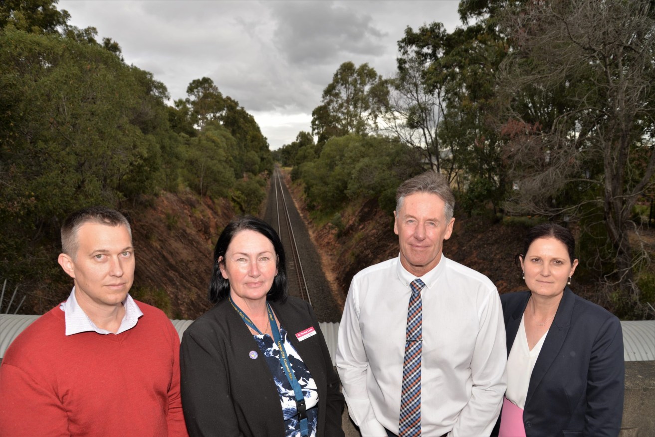 Logan Mayor Darren Power (second from right) and councillors concerned about the impact of Inland Rail. (Supplied)